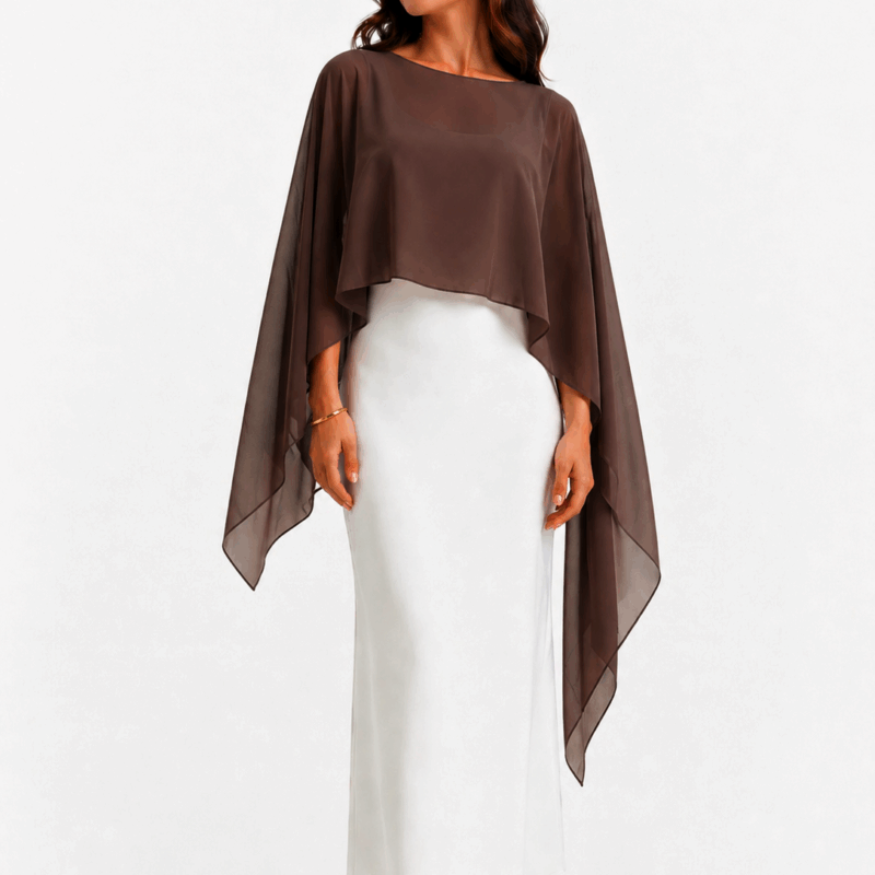 Capa de gasa asimétrica marrón chocolate
