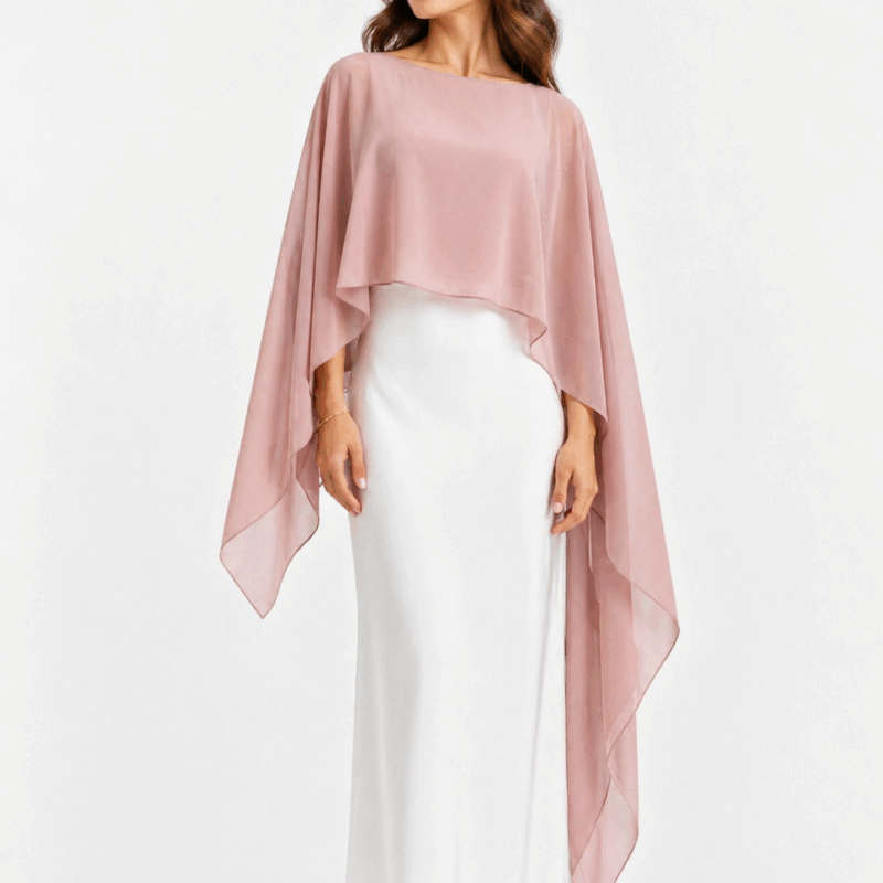 Capa de gasa asimétrica rosa nude