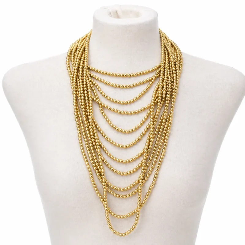 Collar largo múltiple dorado