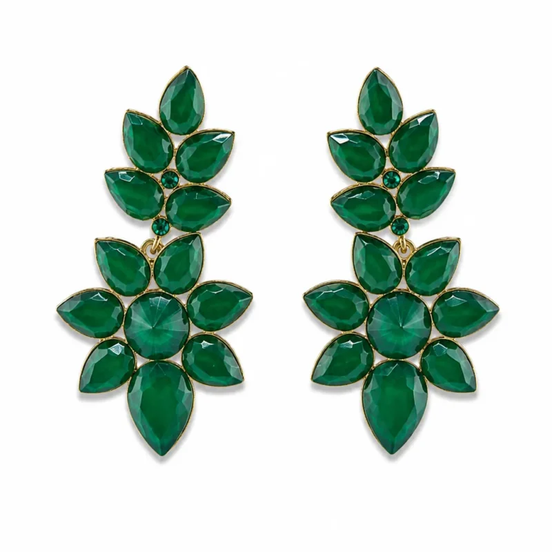 Pendientes de fiesta verdes facetados
