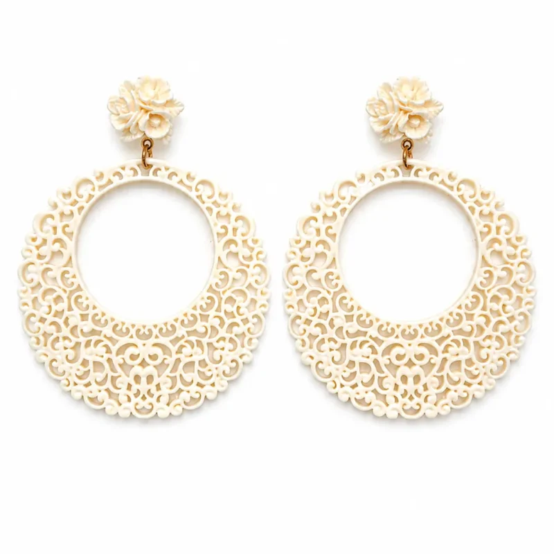 Pendientes flamenca beige resina