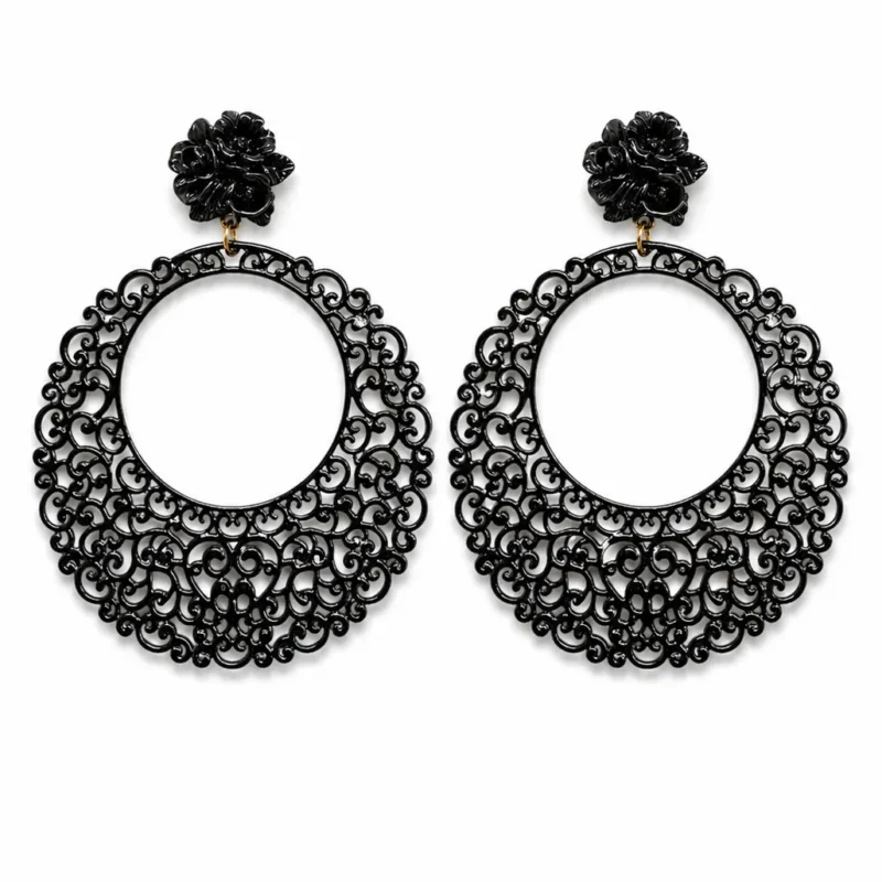 Pendientes flamenca negros resina