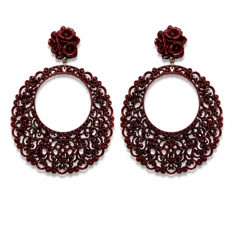 Pendientes flamenca granates resina