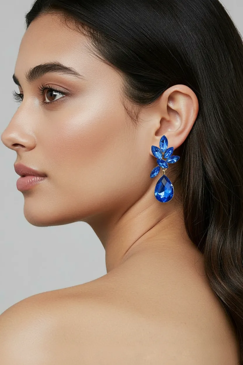 Pendientes azules de fiesta lágrima - Imagen 2