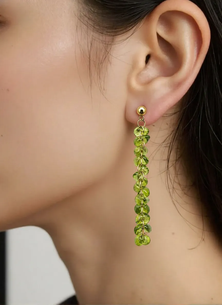 Pendientes largos lima cristales - Imagen 2