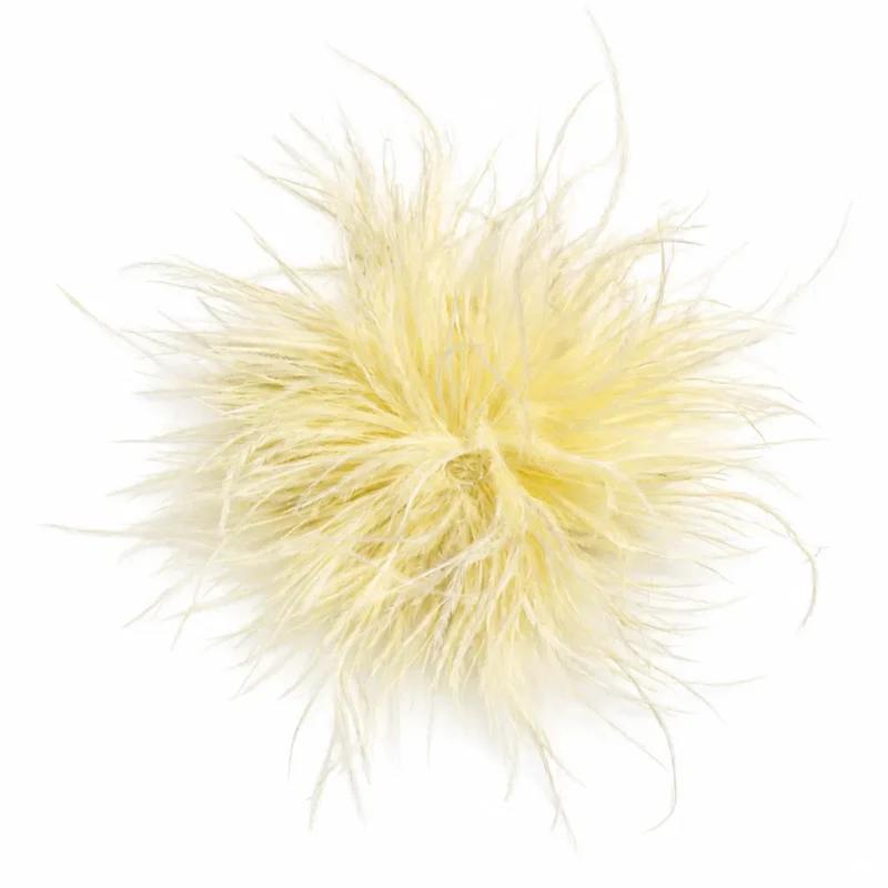 Tocado broche amarillo pastel plumas