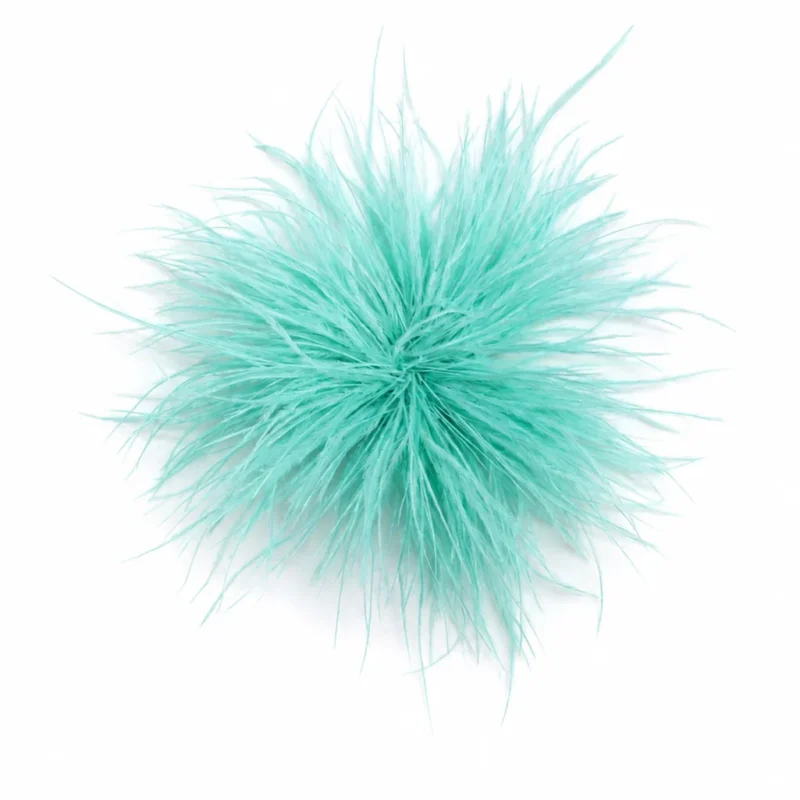 Tocado broche aguamarina plumas