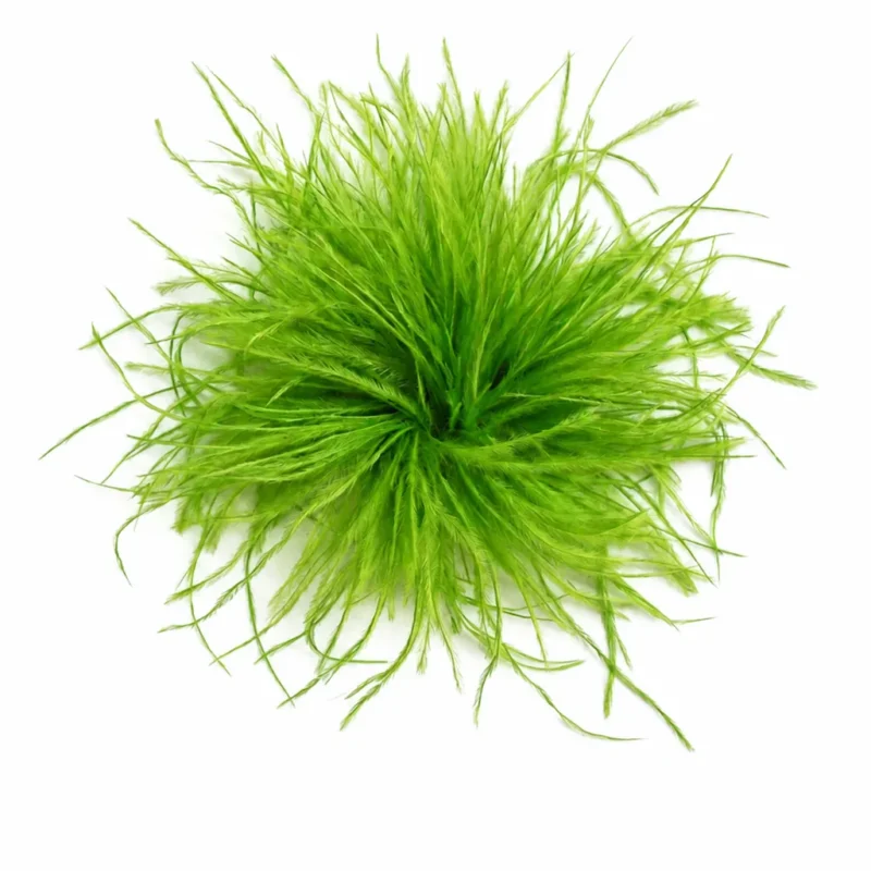 Tocado broche verde lima plumas
