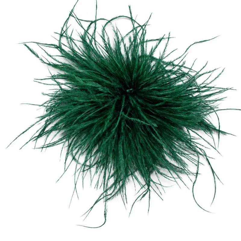 Tocado broche verde botella plumas