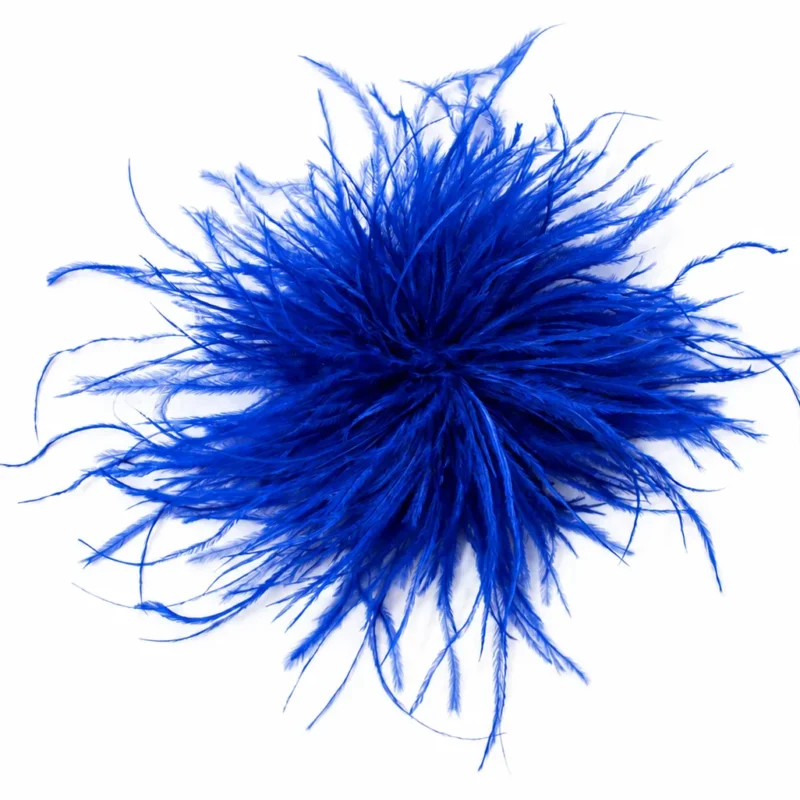 Tocado broche azul eléctrico plumas