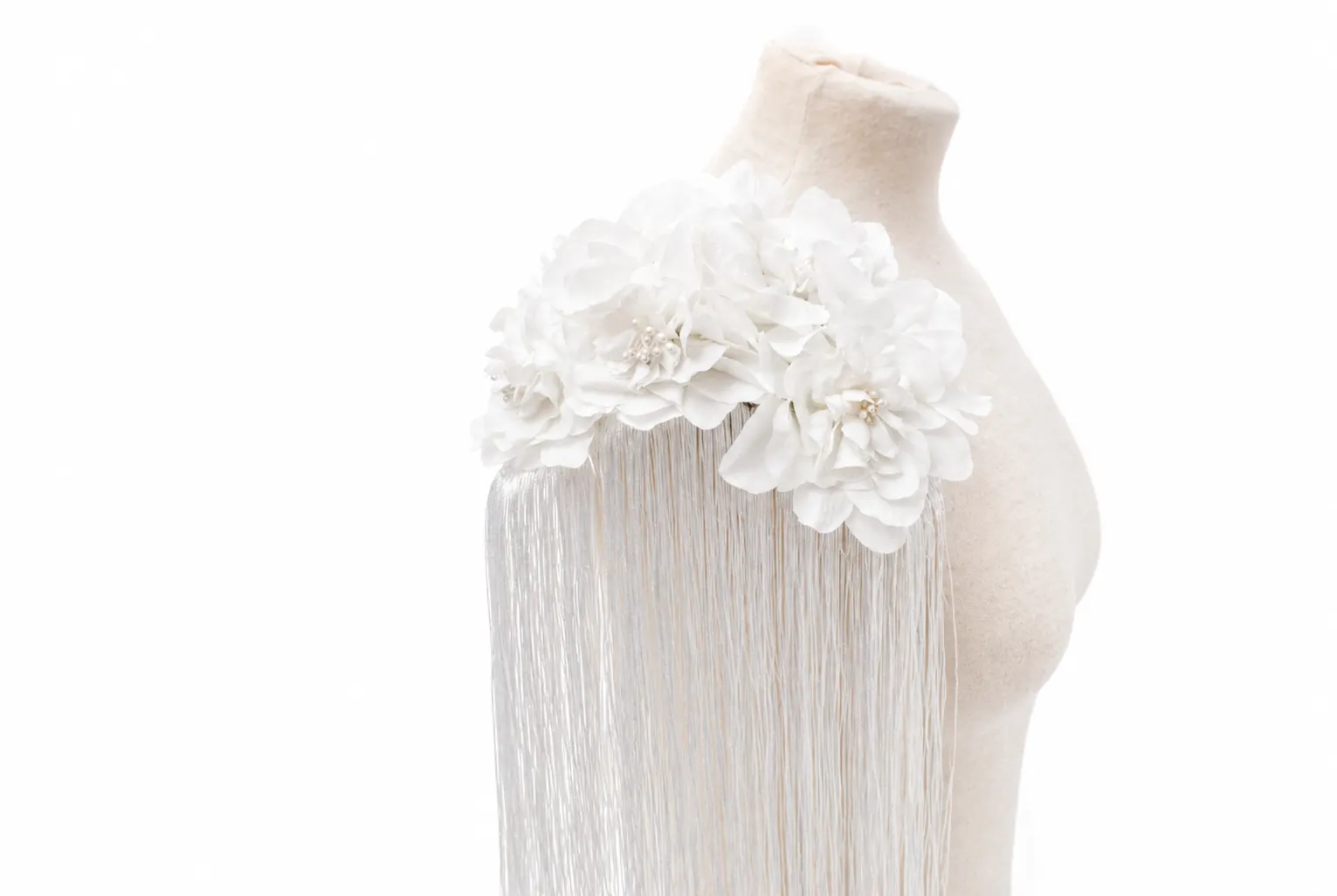 Hombreras blancas flecos flamenca - Imagen 3