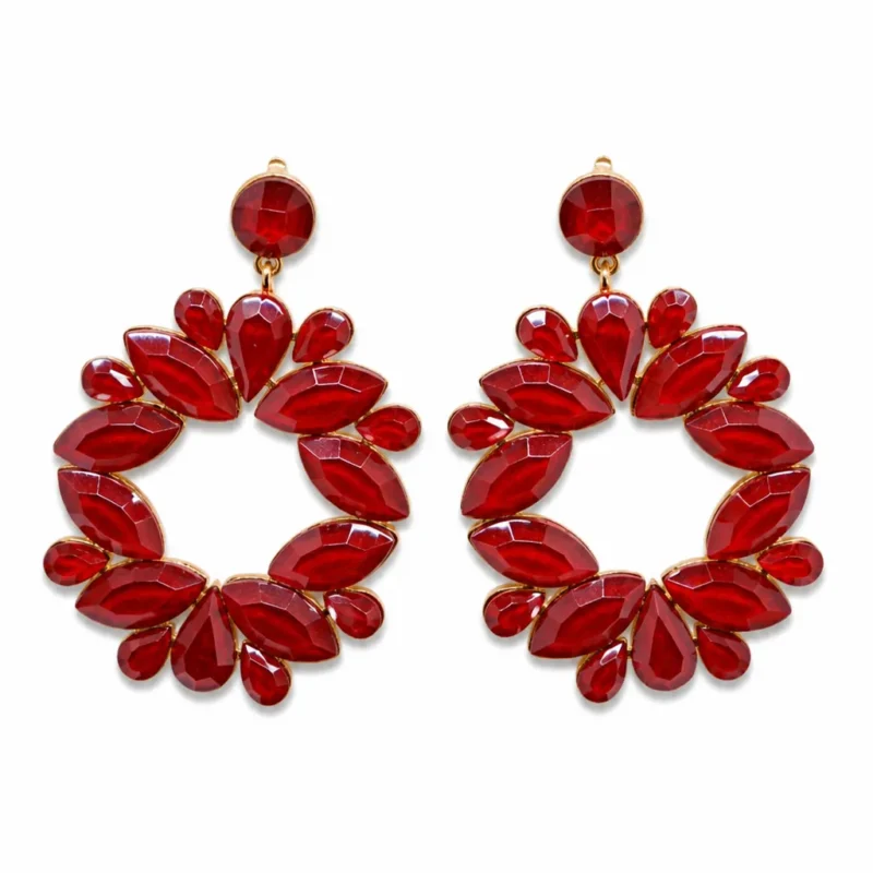 Pendientes rojos aros cristal