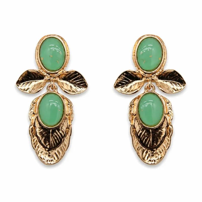 Pendientes verde agua y oro
