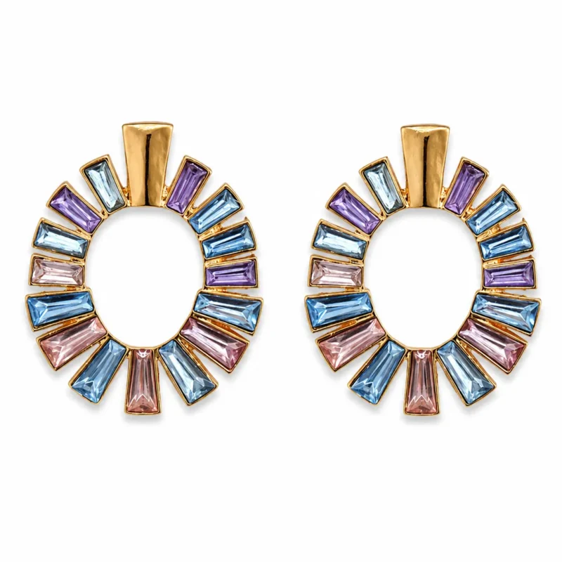 Pendientes aros cristales pastel