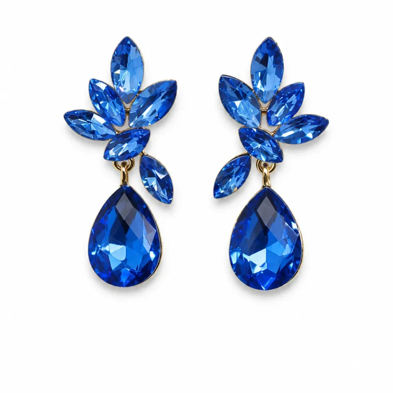 Pendientes azules de fiesta lágrima