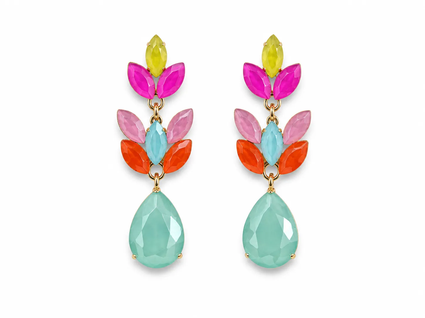 Pendientes multicolor lágrima aguamarina