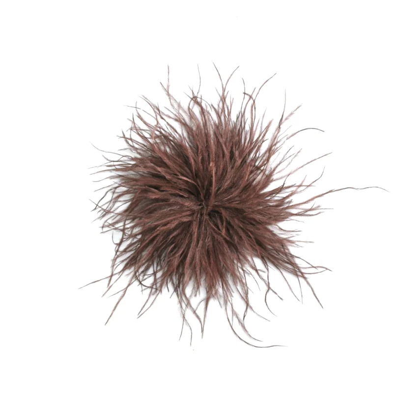 Tocado broche marrón plumas