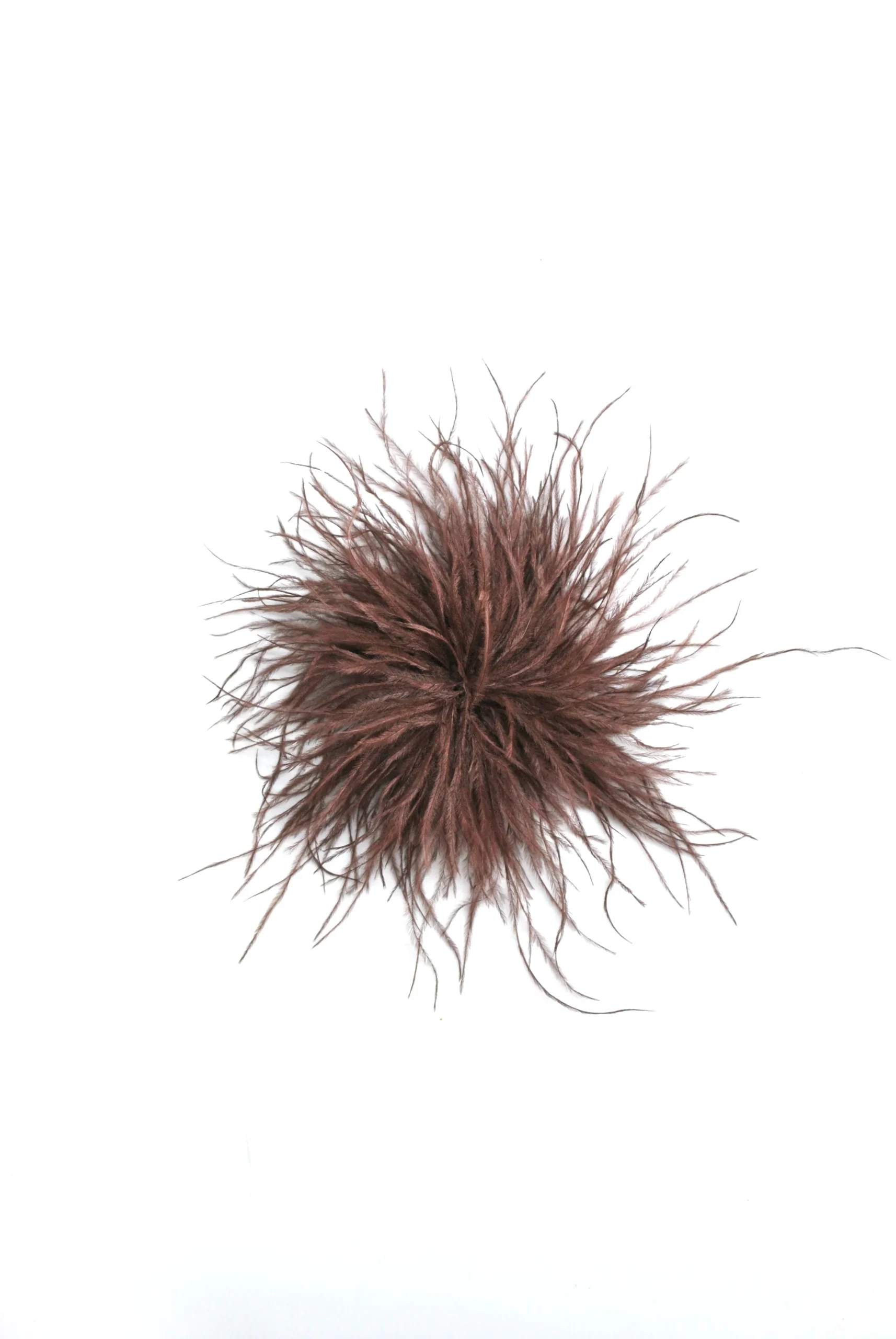 Tocado broche marrón plumas