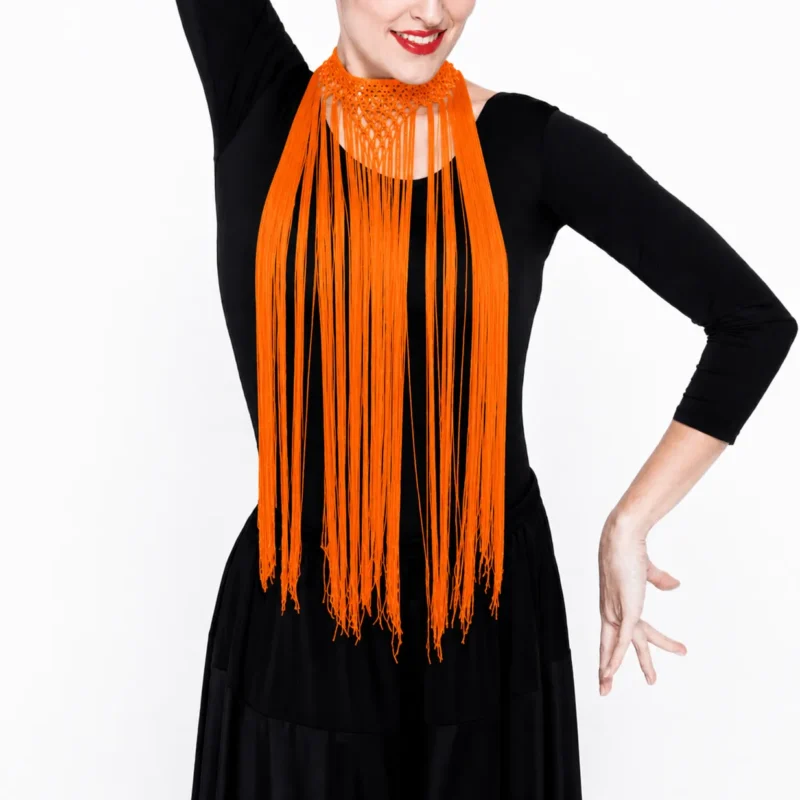 Collar flecos flamenca naranja