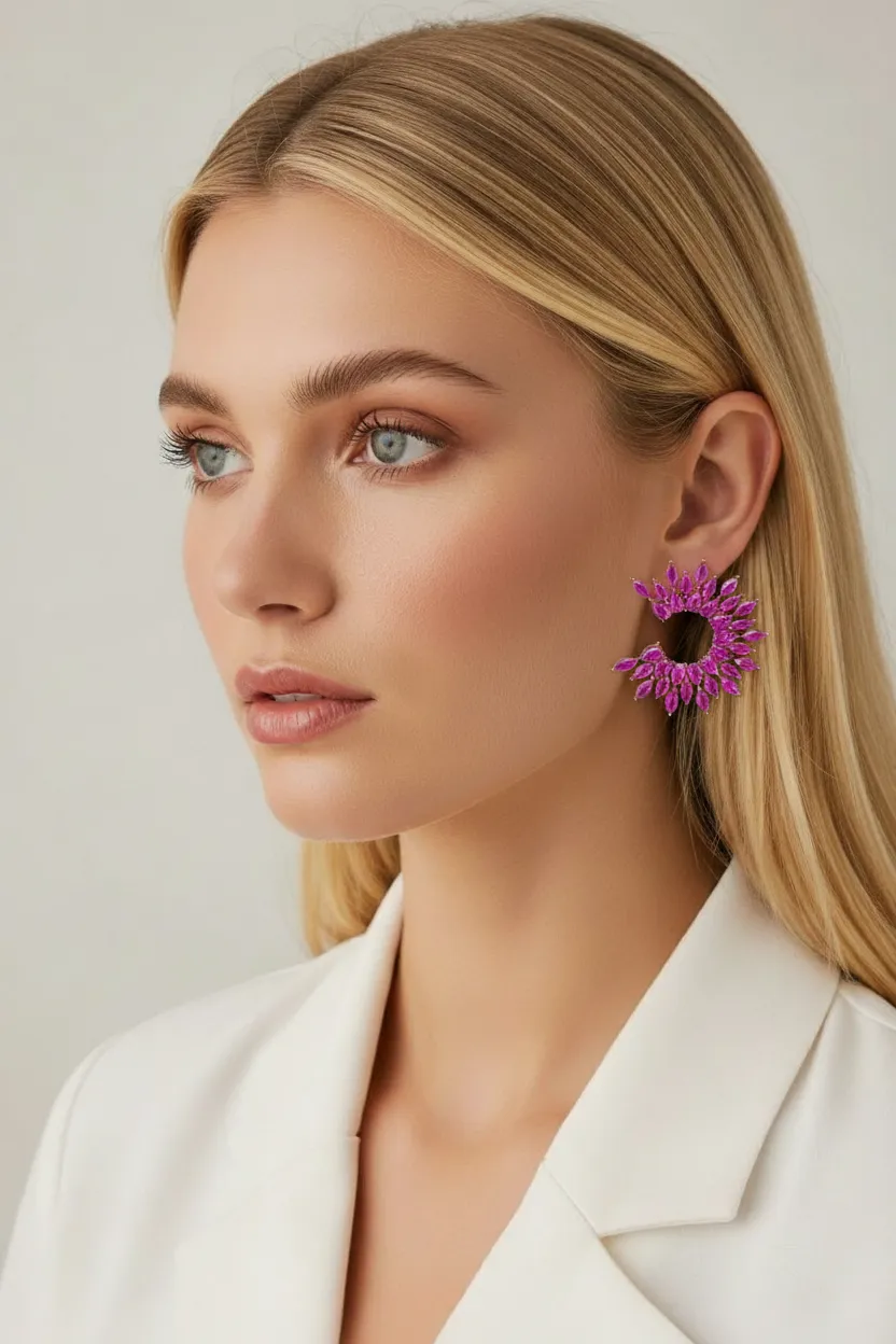 Pendientes rojos trepadores cristal - Imagen 2