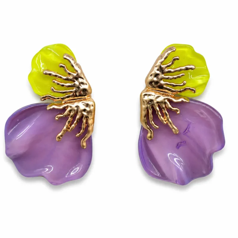 Pendientes verde lima y lilas