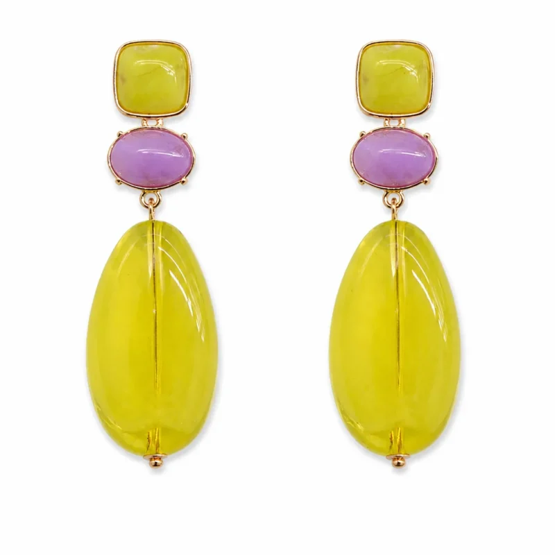 Pendientes largos lima y lilas