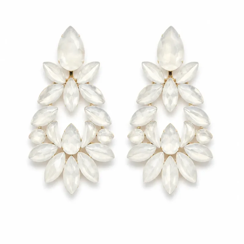 Pendientes blancos de fiesta cristal