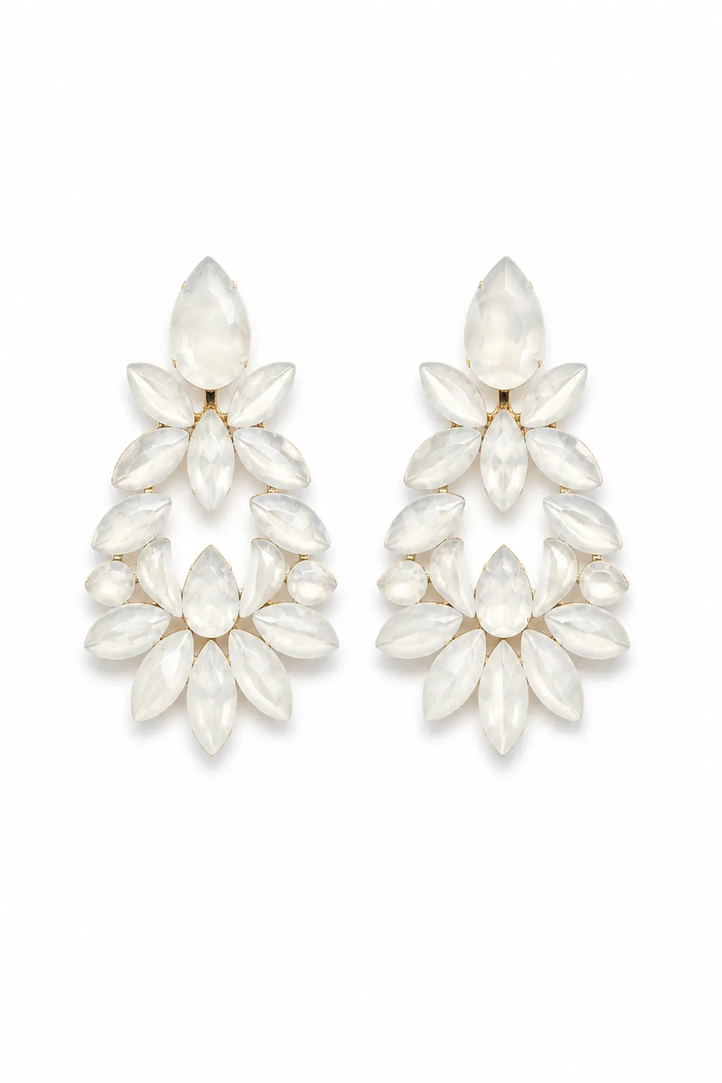 Pendientes blancos de fiesta cristal