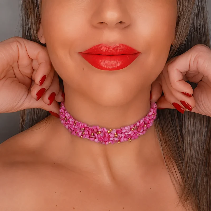 Choker fucsia piedras