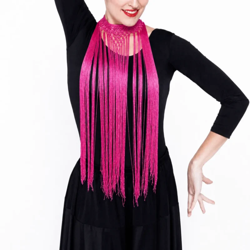 Collar flecos flamenca rosa fucsia