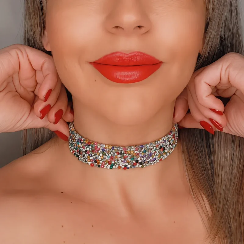 Choker glitter multicolor