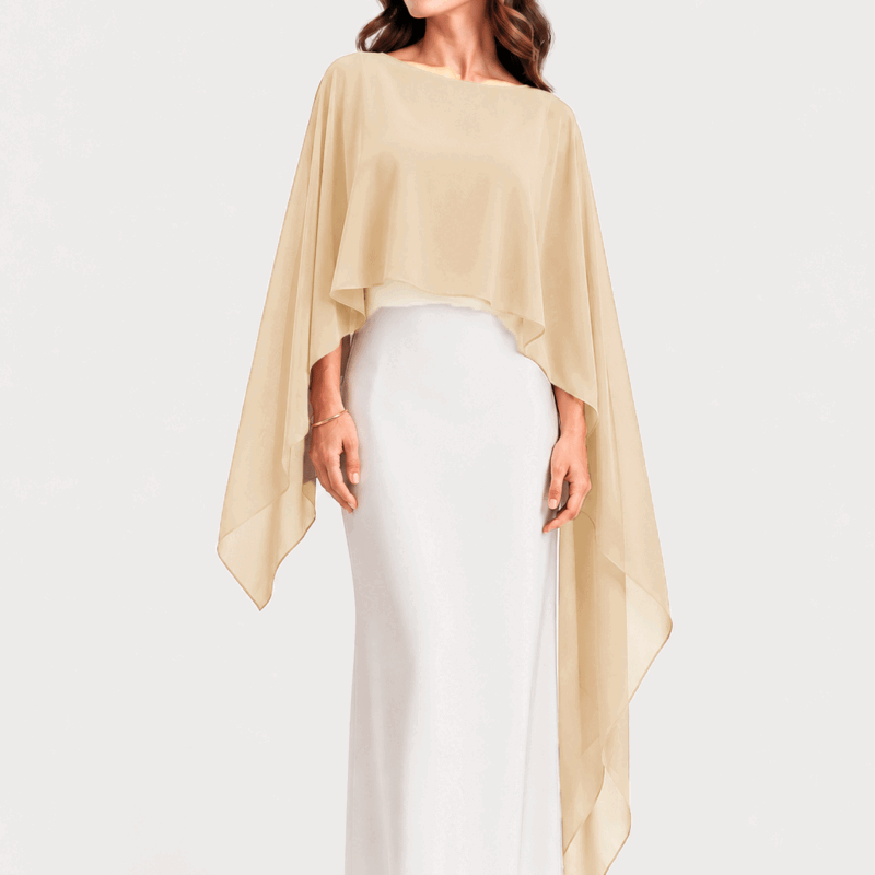 Capa de gasa asimétrica beige tostado