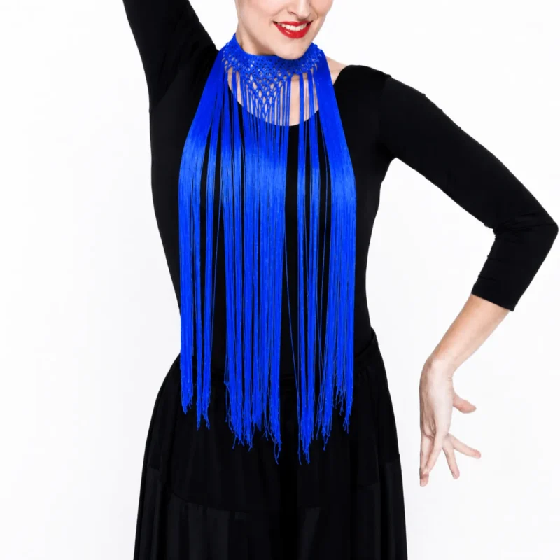 Collar flecos flamenca azul eléctrico