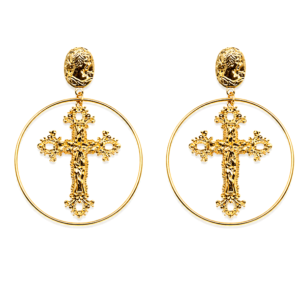 Pendientes dorados cruces flamenca