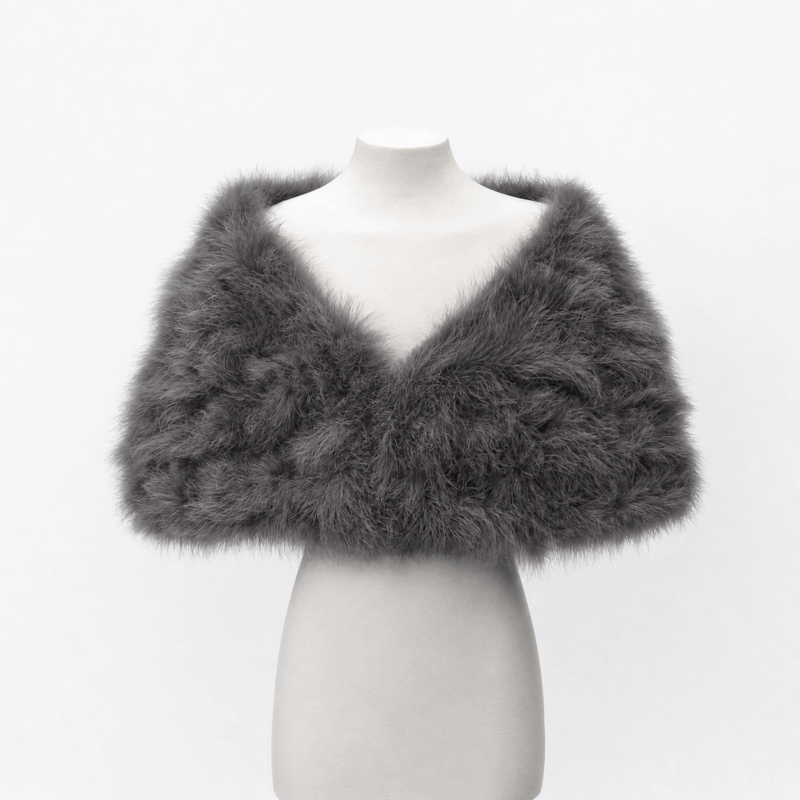 Estola gris oscuro plumas avestruz