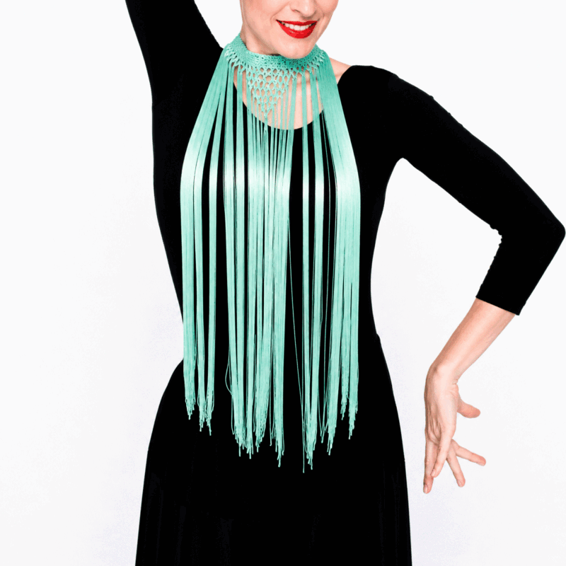 Collar flecos flamenca aguamarina