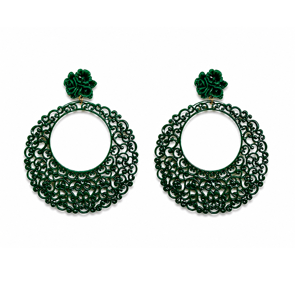 Pendientes flamenca verdes resina