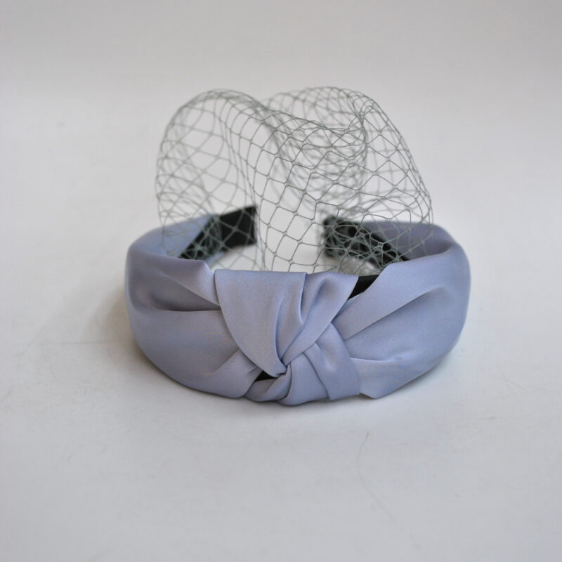 Diadema raso azul grisáceo redecilla