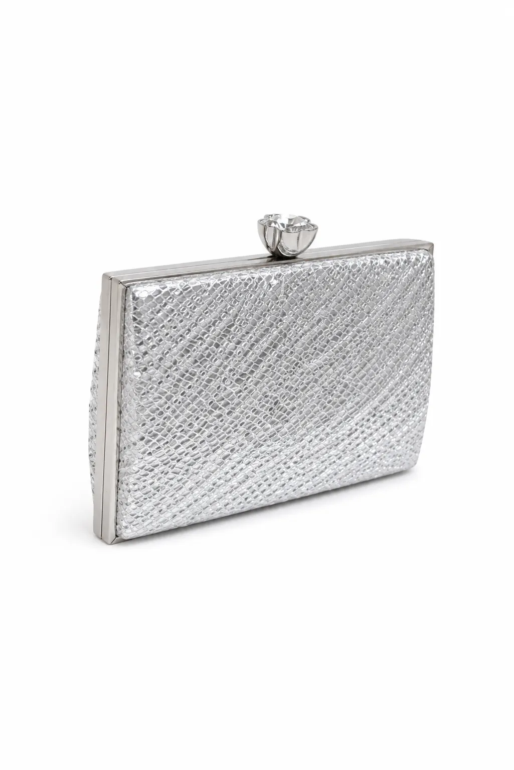 Bolso clutch plateado efecto brillo - Imagen 2