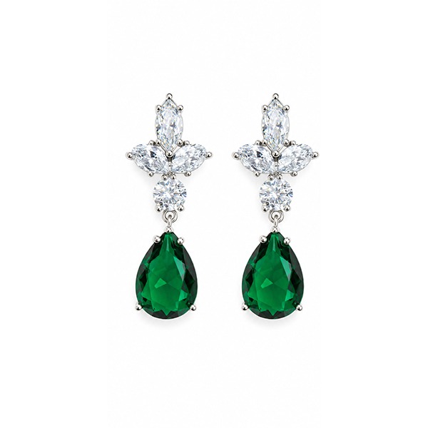 Pendientes cristal lágrima verde