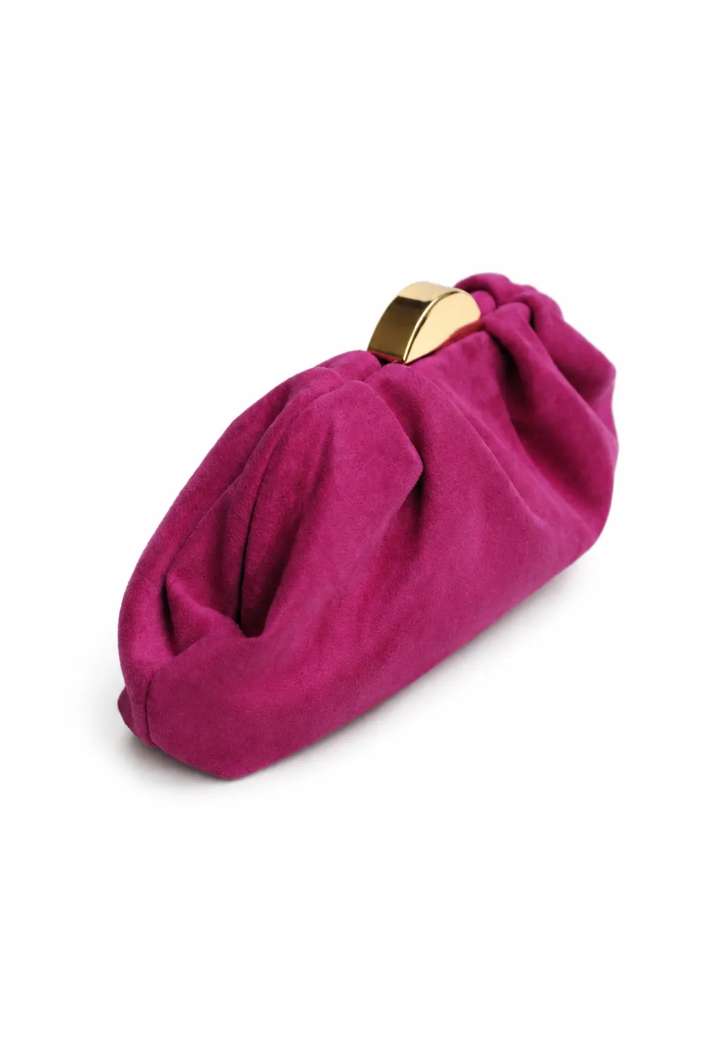 Clutch rosa fucsia pliegues antelina - Imagen 2