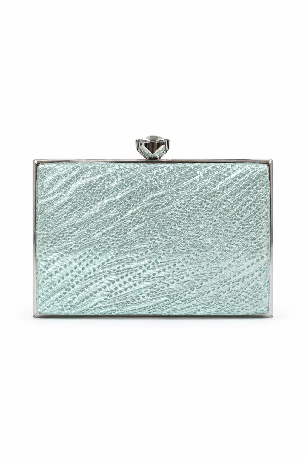 Bolso clutch verde agua efecto brillo