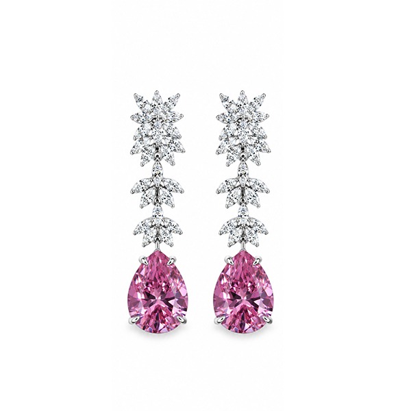 Pendientes plateados cristal rosa