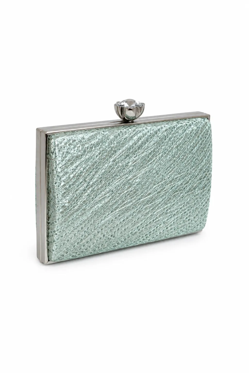 Bolso clutch verde agua efecto brillo - Imagen 2
