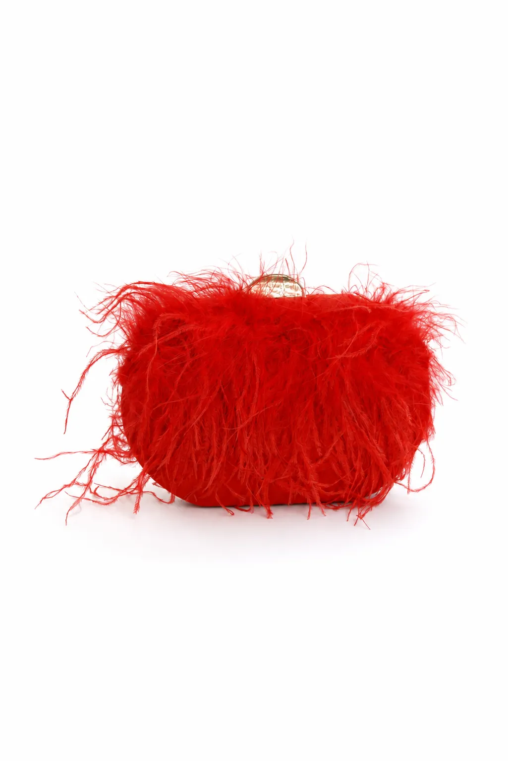 Bolso de fiesta clutch rojo plumas