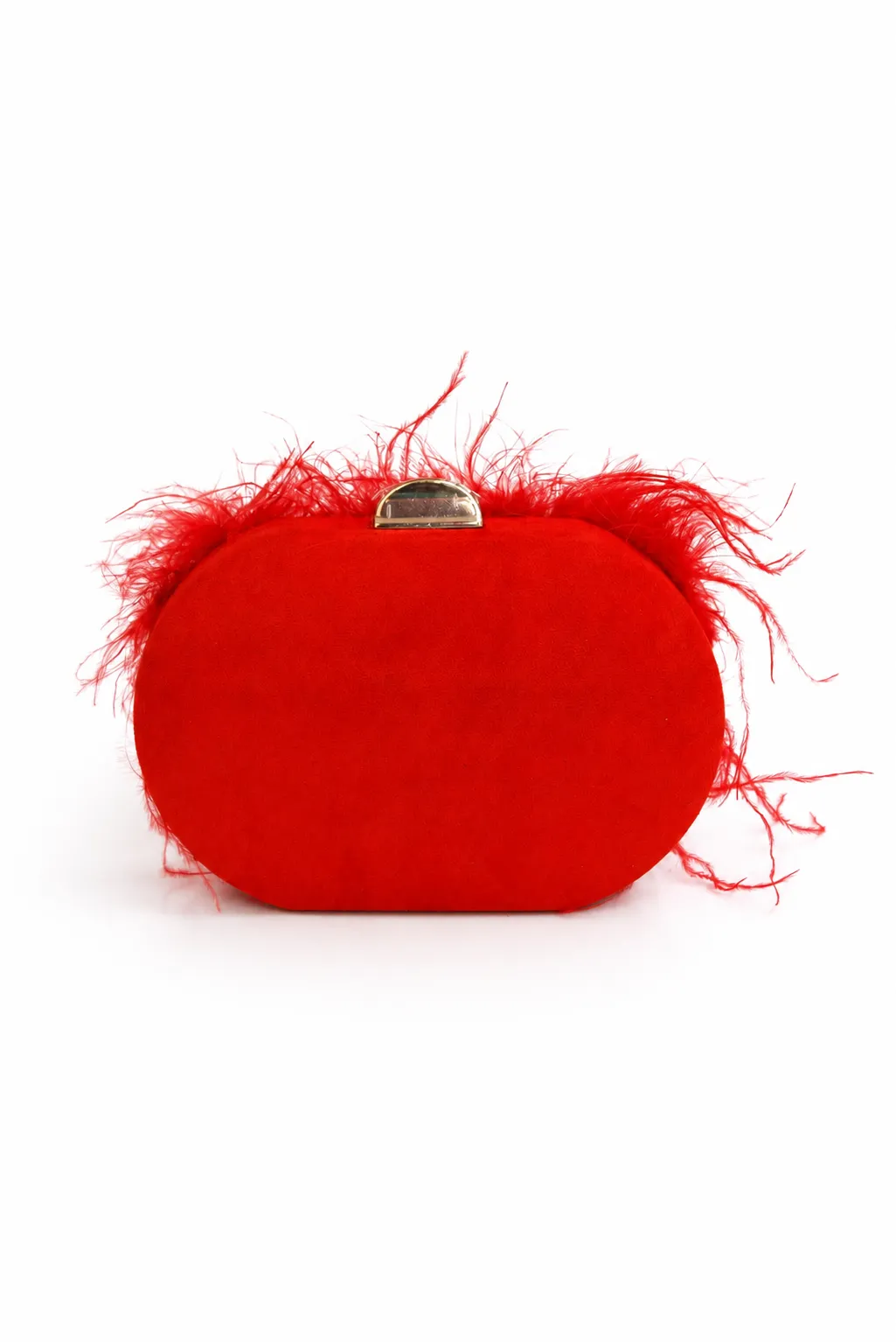 Bolso de fiesta clutch rojo plumas - Imagen 2