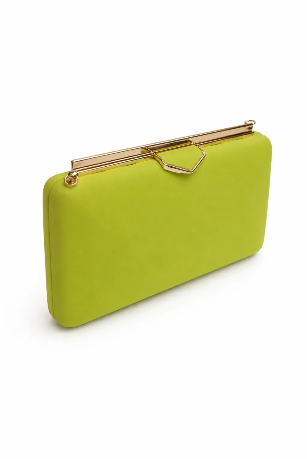 Bolso de fiesta clutch verde lima satinado - Imagen 2