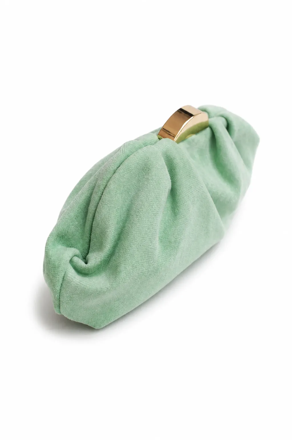 Clutch aguamarina pliegues antelina - Imagen 2