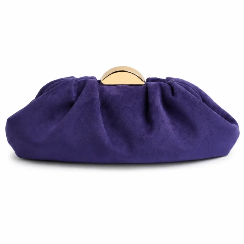 Clutch morado pliegues antelina