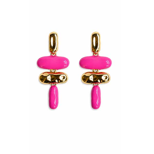 Pendientes geométricos fucsias